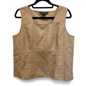 Dialogue Marled Tan Square Neck Washable 100% Silk Tank Top Size Large